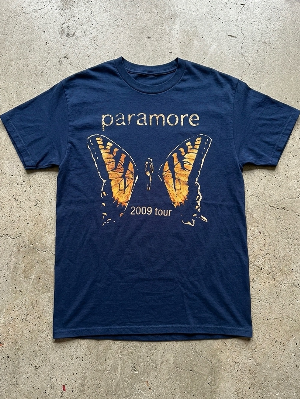 Paramore Butterfly 2009 Tour Alt Rock Emo Navy T-Shirt